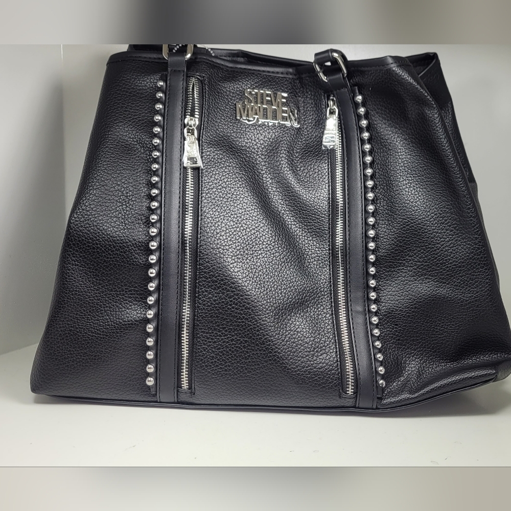 Seve Madden BBARR cinchable toat with wristlet pouch 2 pc studded New